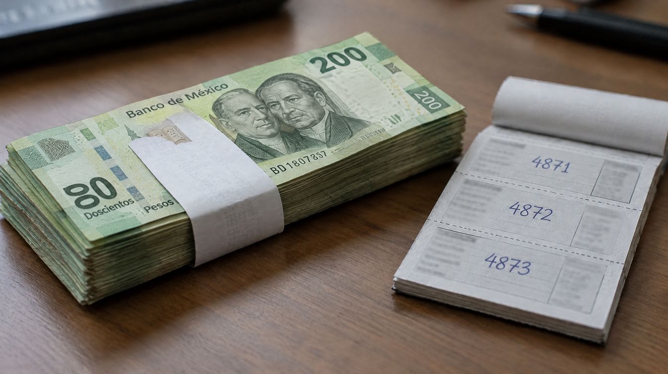 Una fajilla impresa junto al talonario de folios