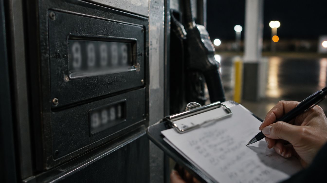 La lectura del totalizador de un dispensario